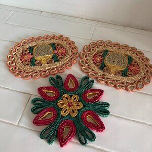 Vintage Trivet Set - Softwood (2) and Woven (3)